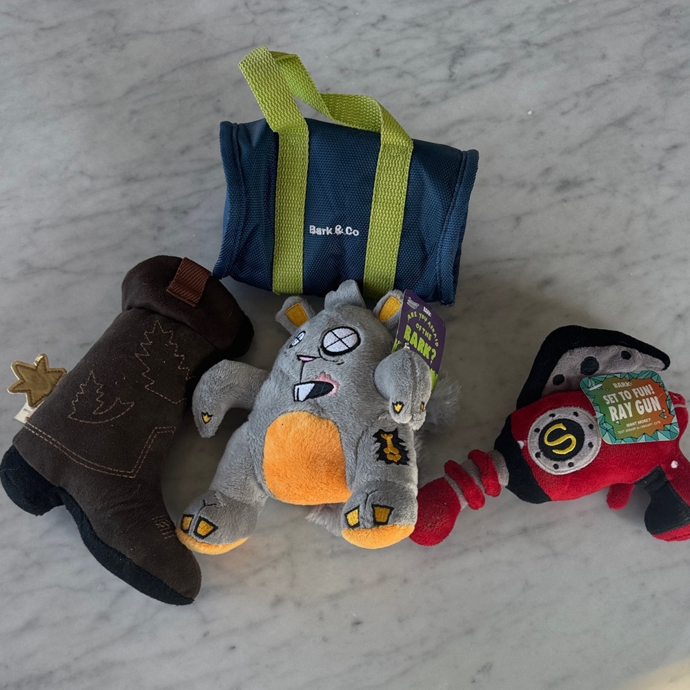 Bark & Co Dog Toy Set - Gray, Brown, Red